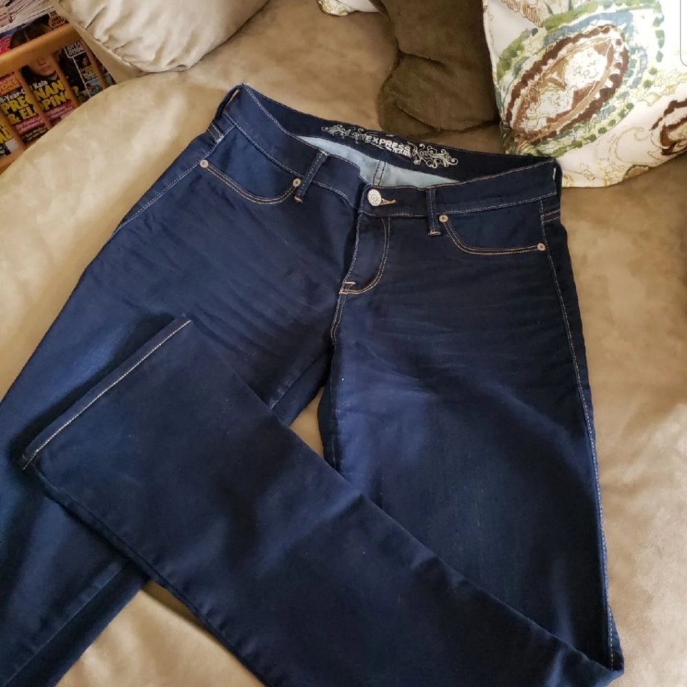 Express Skyscraper dark wash size 10